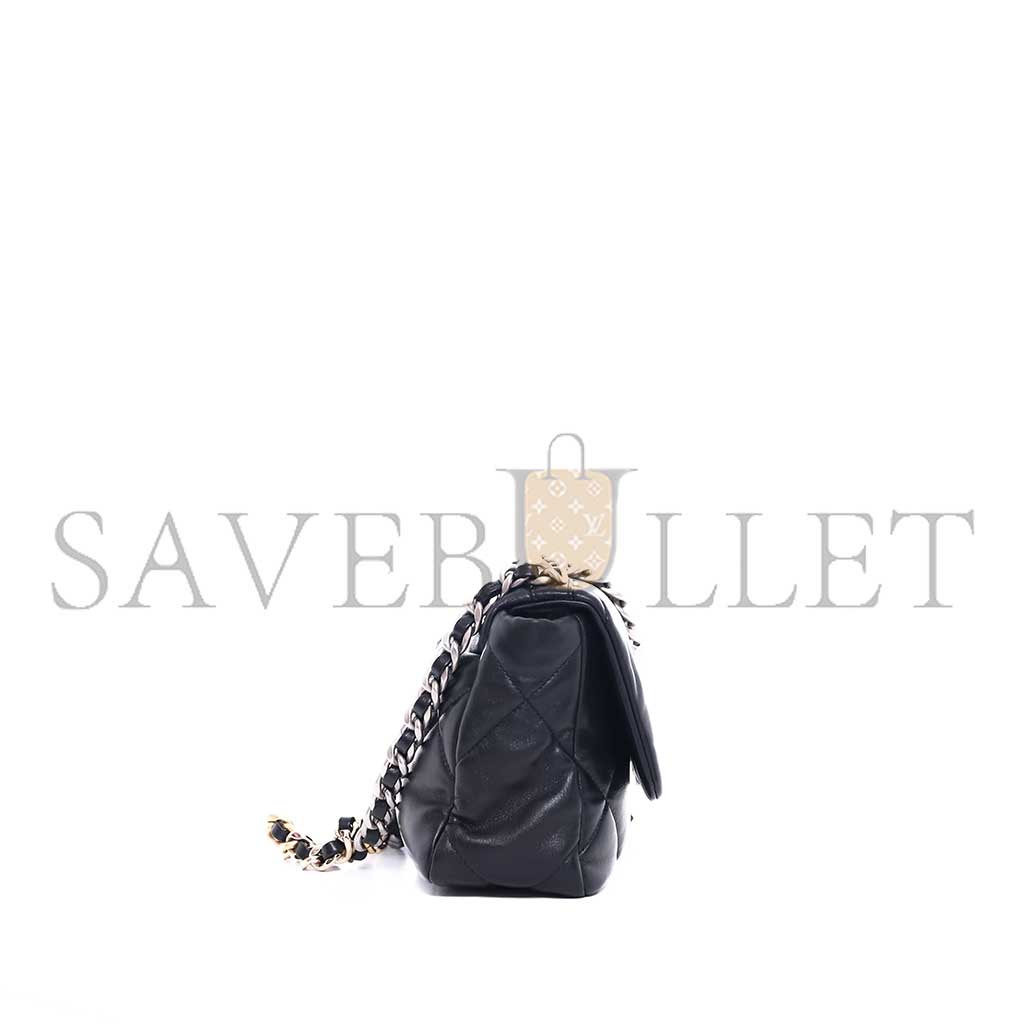 Ch*el 19 flap bag black lambskin mixed hardware as1160 (26*16*9cm)